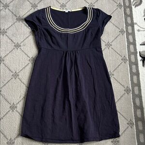 Boden Navy Mini Dress with Embellished Scoop Neck